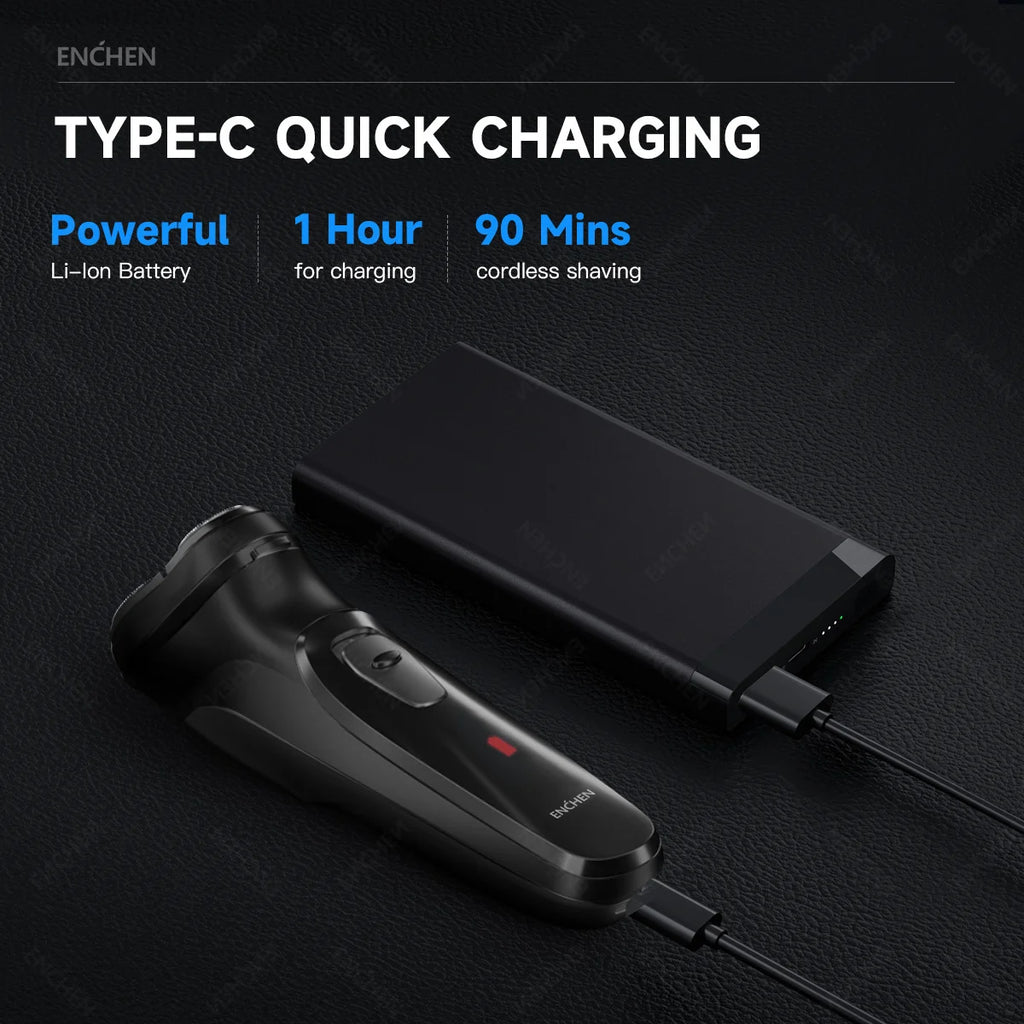 Rasoir Rotatif Électrique Homme ENCHEN Blackstone | 3D Tête Flottante USB Charge Rapide – CLEVI Paris