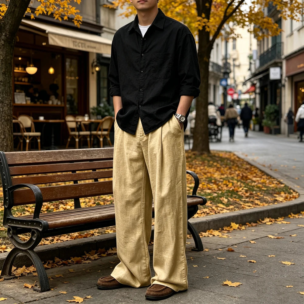 Pantalon en lin coupe ample – CLEVI Paris