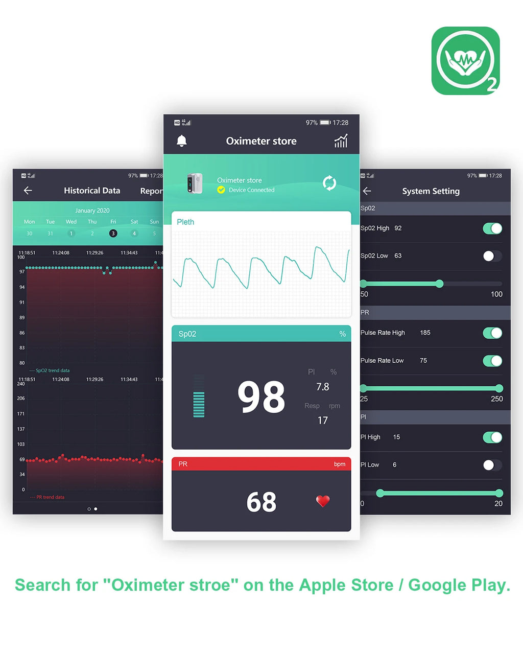 Oxymètre de Doigt Bluetooth OLED SpO2 PI Pouls App HealthTree – CLEVI Paris