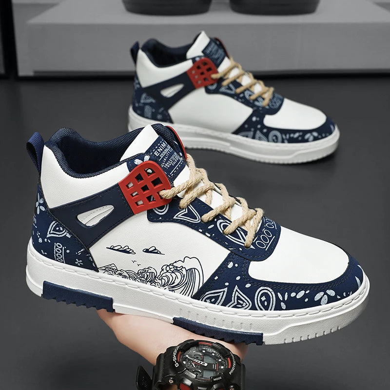 Sneakers Mi-Hautes Cuir Synthétique Semelle Épaisse Homme EU 39-48 – CLEVI Paris