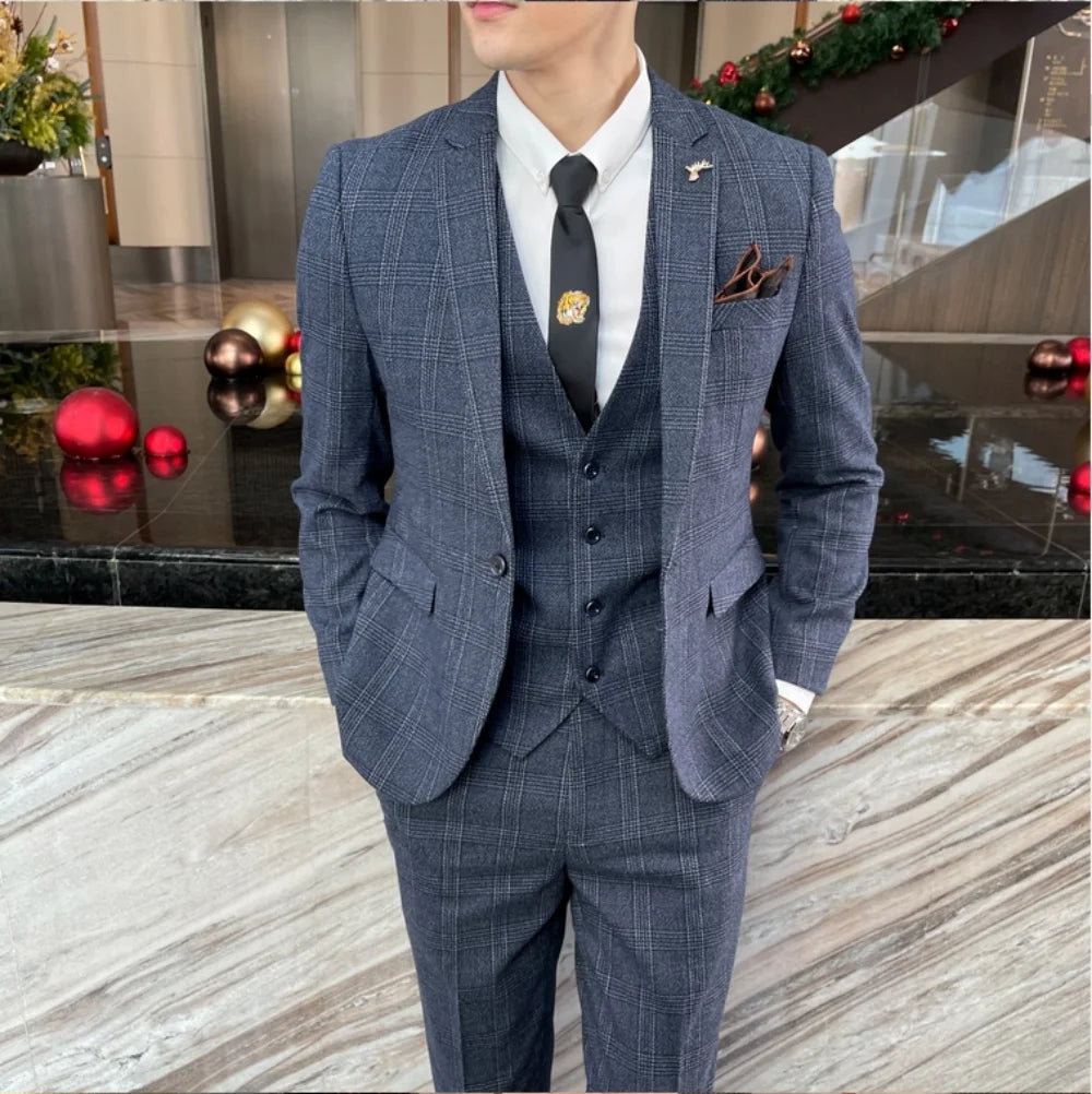 Costume Homme 3 Pièces à Carreaux – CLEVI Paris