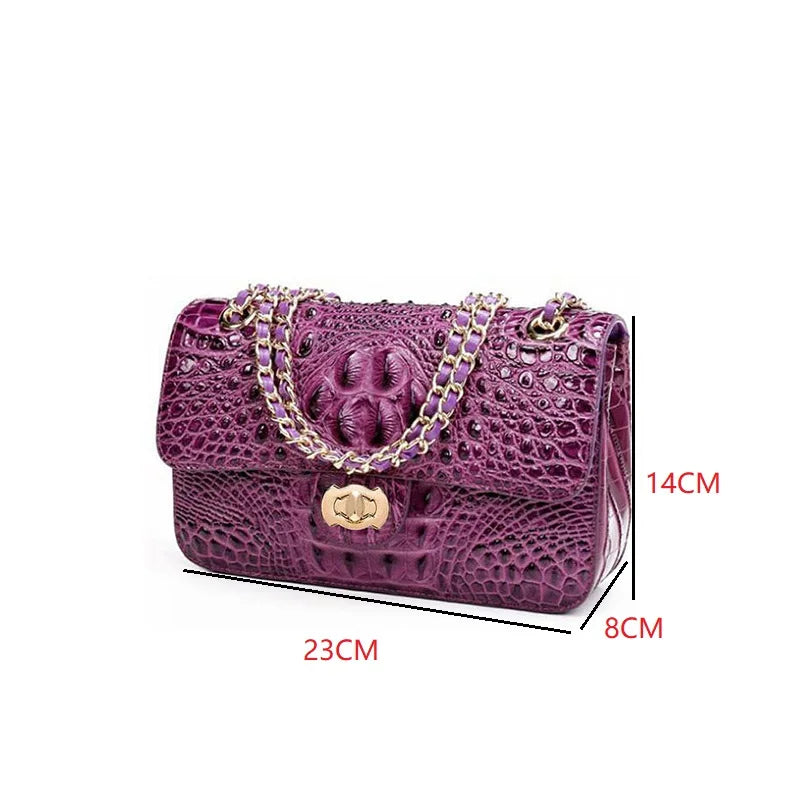 Sac Bandoulière Chaîne Motif Crocodile Vintage Femme 550g – CLEVI Paris