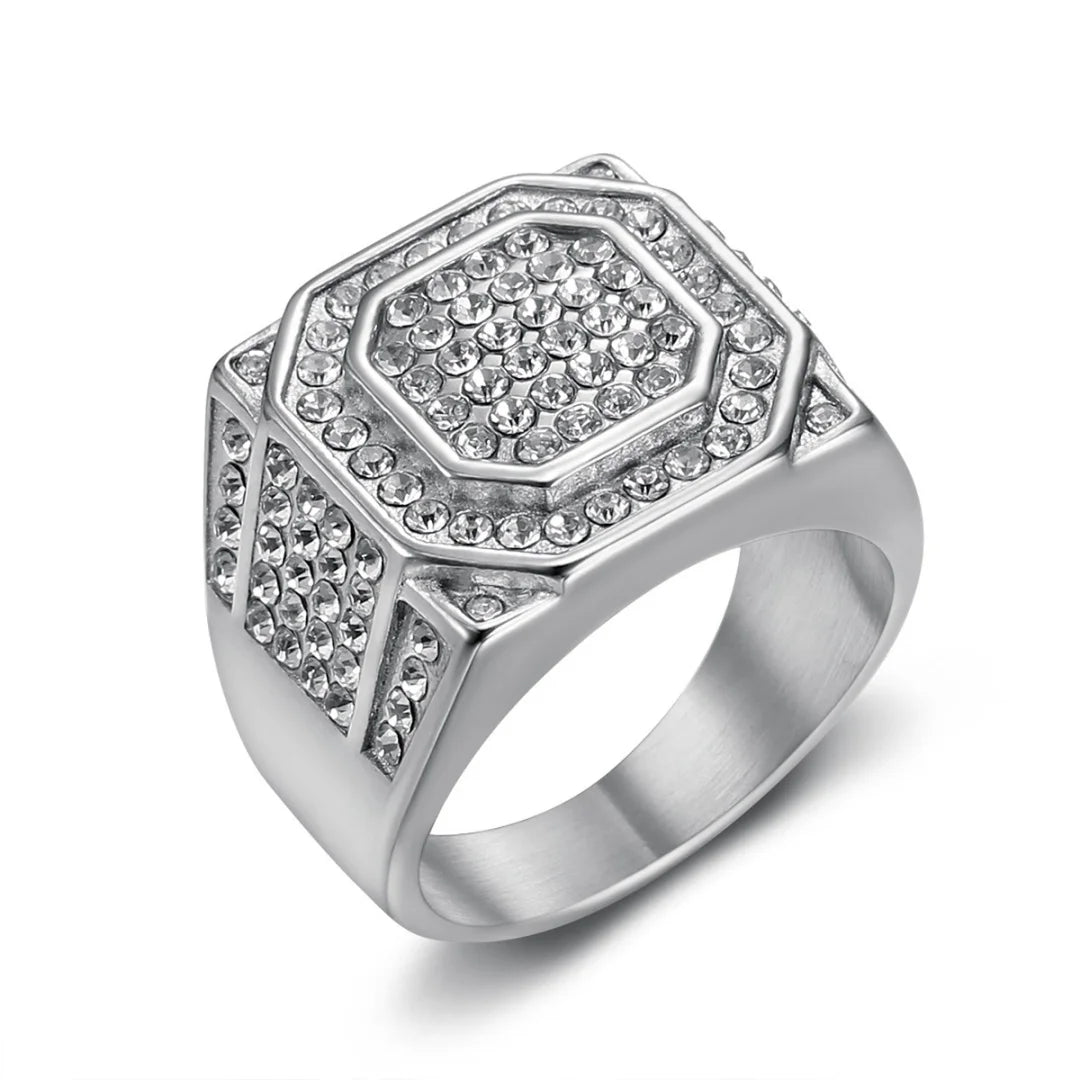 Bague Homme Carrée Zircone Acier Inoxydable 17 mm – CLEVI Paris