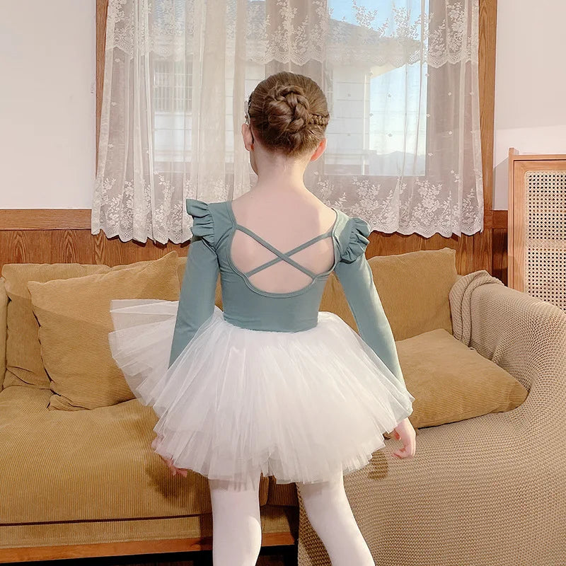 Robe tutu de danse fille à manches longues – CLEVI Paris