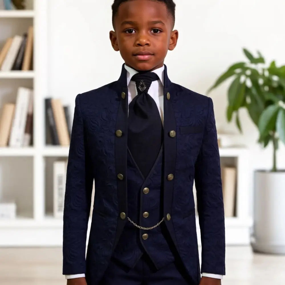 Costume garçon à col montant double boutonnage – CLEVI Paris