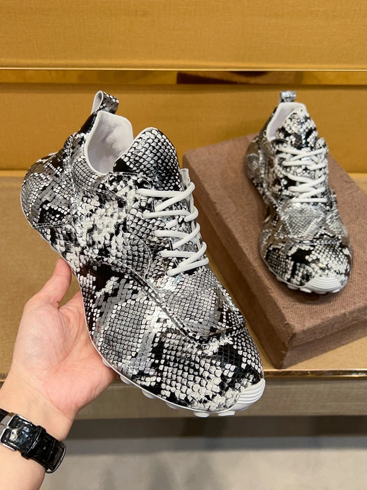 Sneakers Cuir Serpent Homme Multicolore – CLEVI Paris