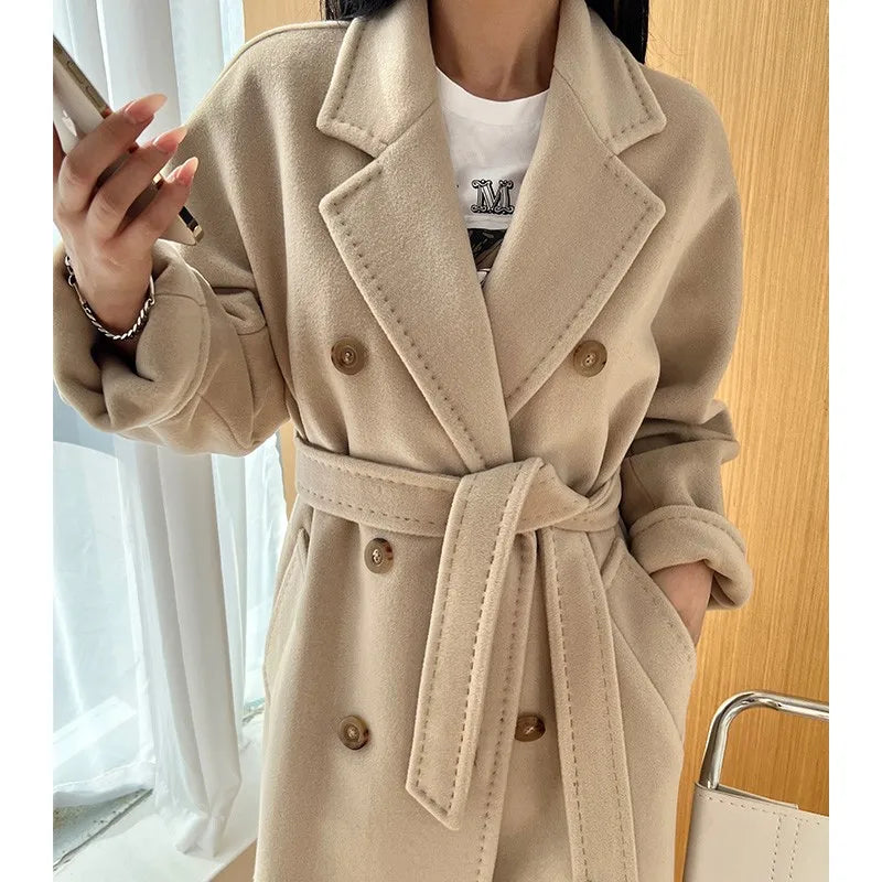 Manteau femme laine et cachemire croisé – CLEVI Paris