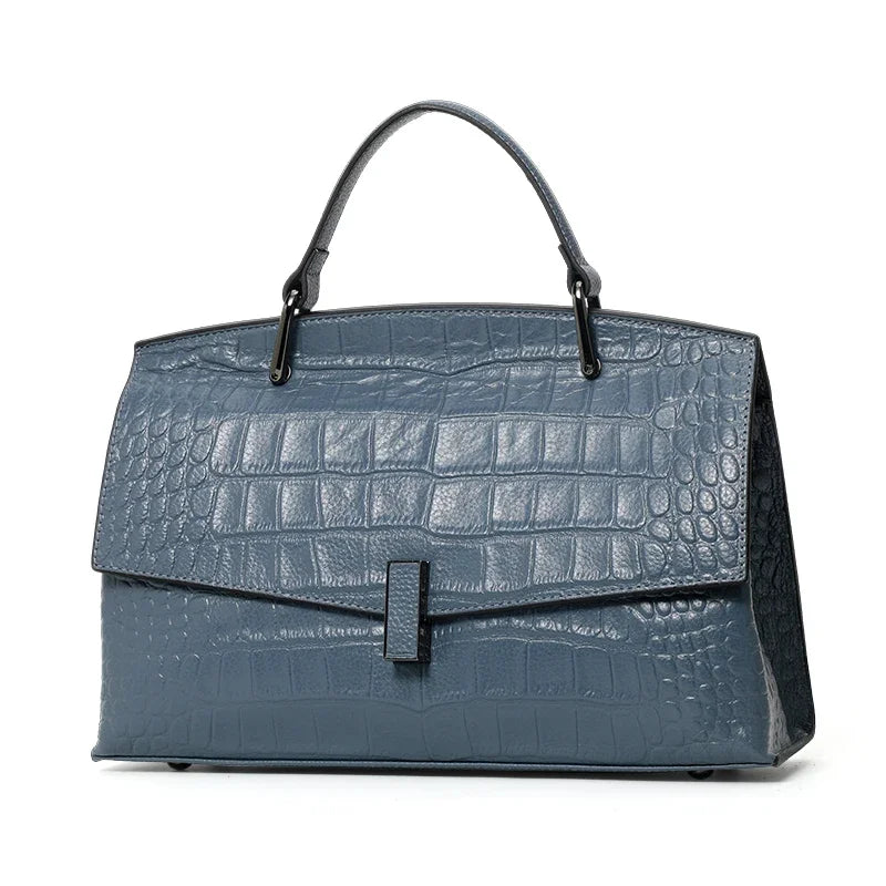 Sac Satchel Femme Cuir Vache Croco Mat Bandoulière – CLEVI Paris