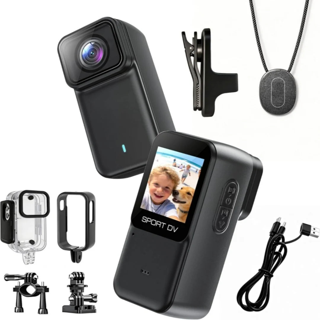 Mini Caméra 4K WiFi Svnouh M21 – Pouce Magnétique IPX7 30m, Autonomie 180min, Écran 1,47", App Viidure, Noir ou Blanc