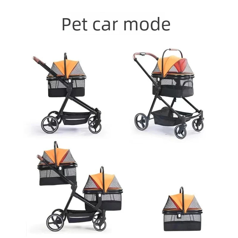 Poussette enfant avec porte-animaux noire – CLEVI Paris