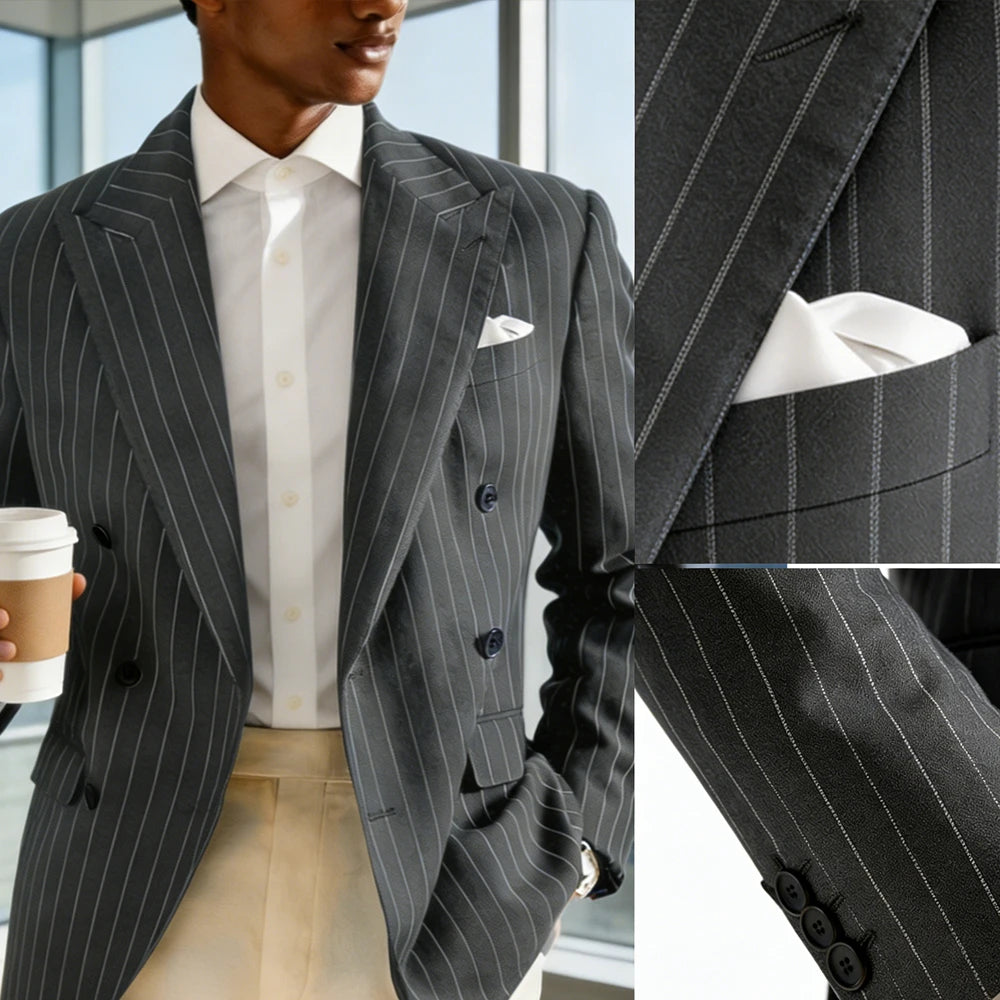 Blazer homme rayé à double boutonnage – CLEVI Paris