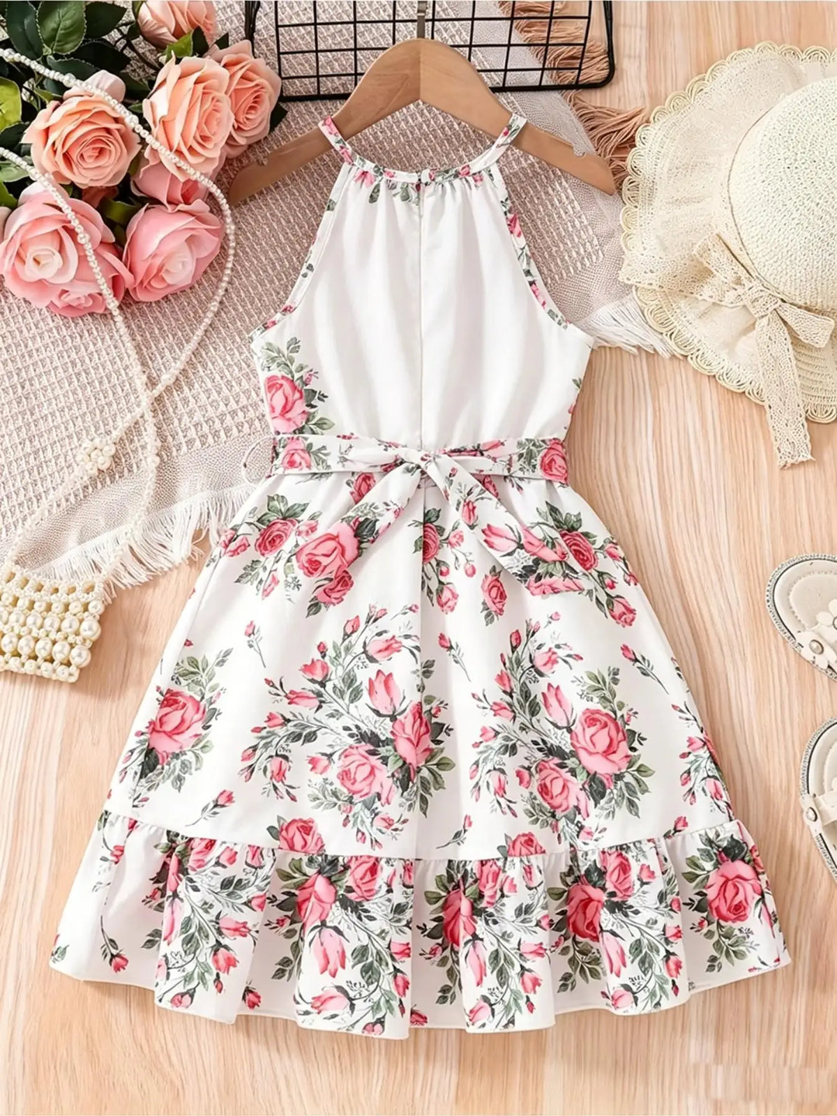 Robe fille fleurie à volants superposés – CLEVI Paris
