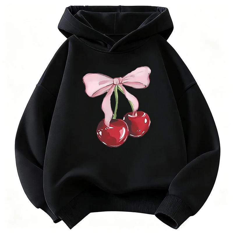Sweat à capuche enfant motif cerise – CLEVI Paris