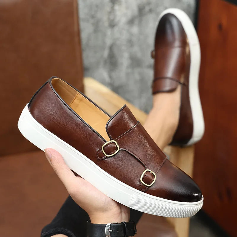 Mocassins Style Britannique Boucle Homme Noir Marron – CLEVI Paris