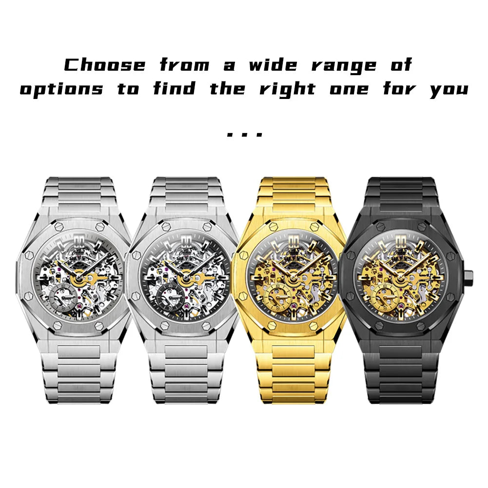 OLEVS 6669 Montre Homme Automatique Squelette Creux Acier Étanche 30M – CLEVI Paris