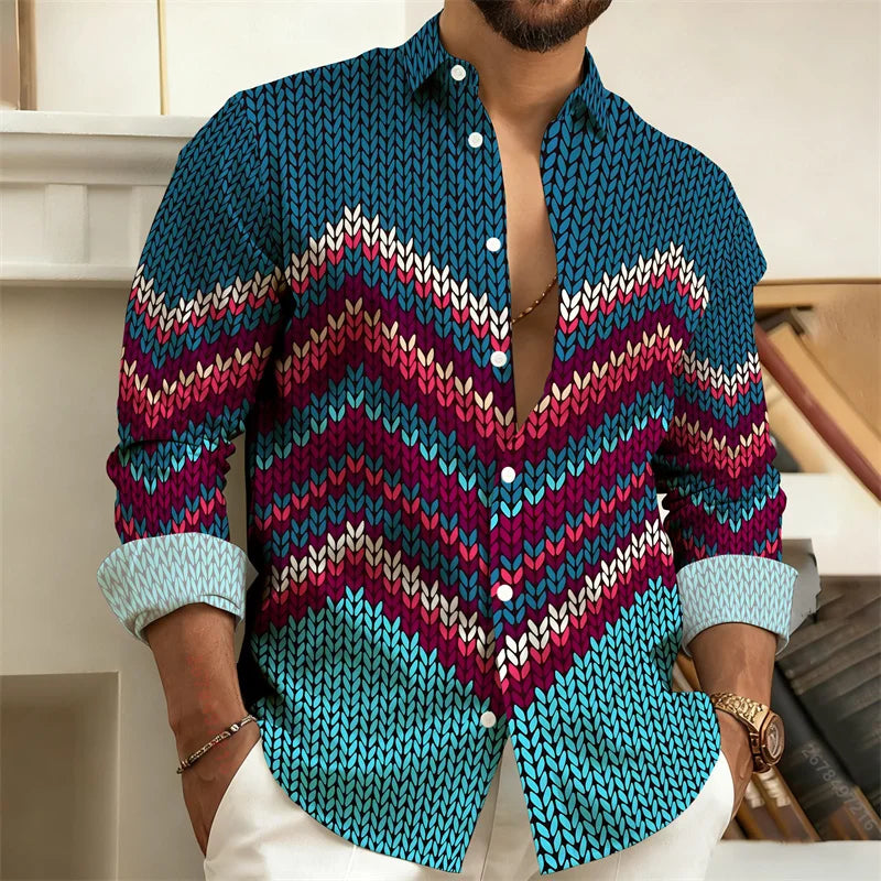 Chemise imprimée homme manches longues – CLEVI Paris