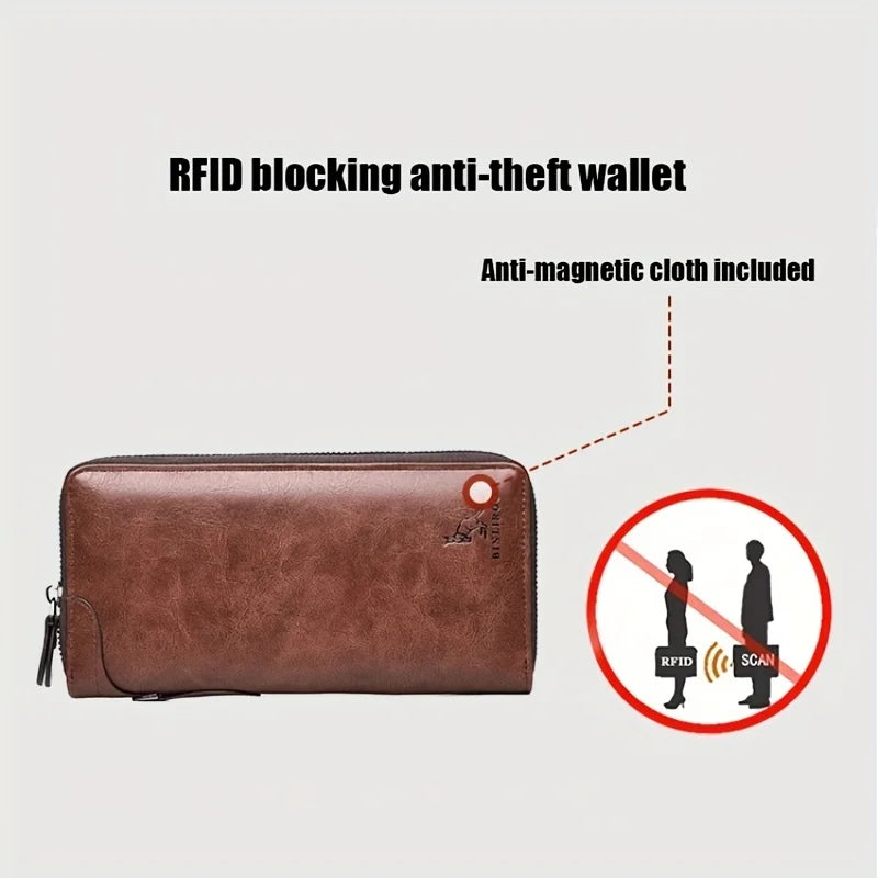 Portefeuille Long Unisexe PU Anti-RFID Fermeture Éclair Business 3 Coloris – CLEVI Paris