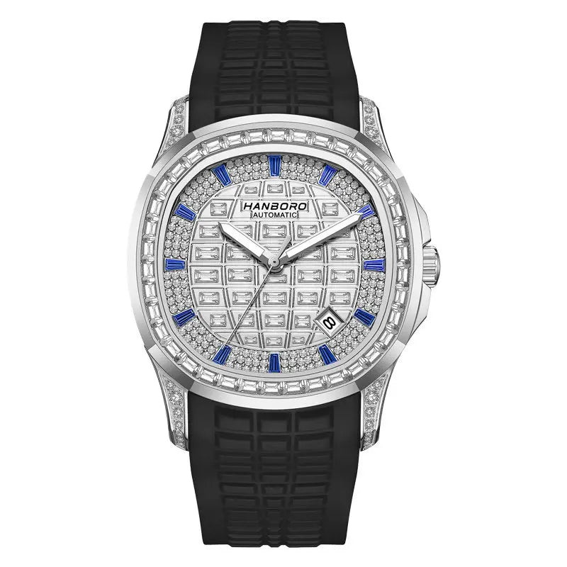 HANBORO 754 Montre Homme Automatique Miyota 8215 Carrée Saphir Cristaux – CLEVI Paris