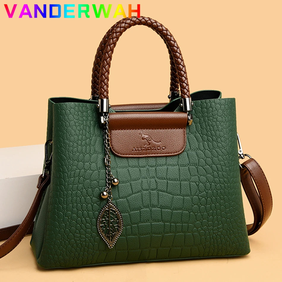Sac Croisé Cuir Véritable Motif Alligator 3 Poches – CLEVI Paris