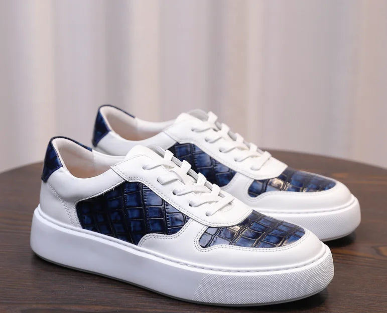Sneakers homme bleues et blanches à lacets – CLEVI Paris