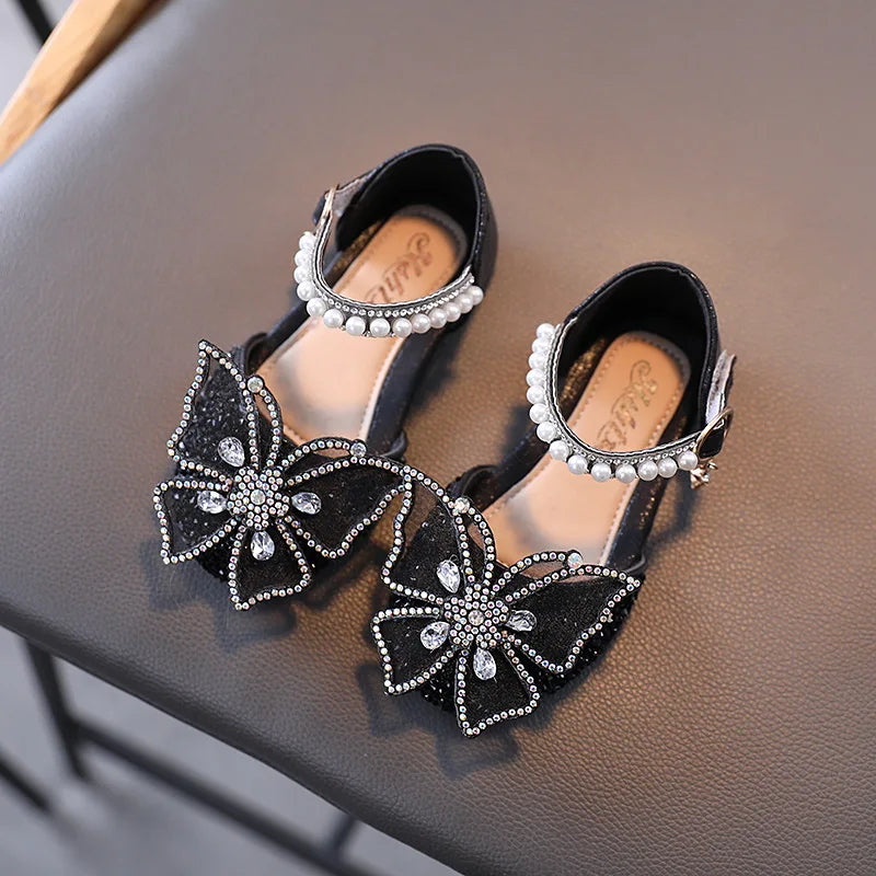 Sandales fille à paillettes et nœud strass – CLEVI Paris