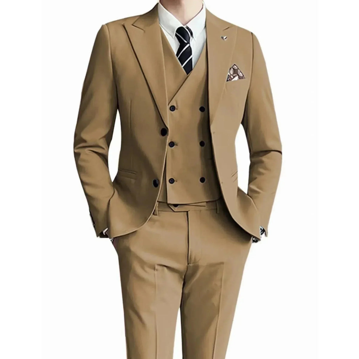 Costume homme 3 pièces uni, veste et gilet – CLEVI Paris