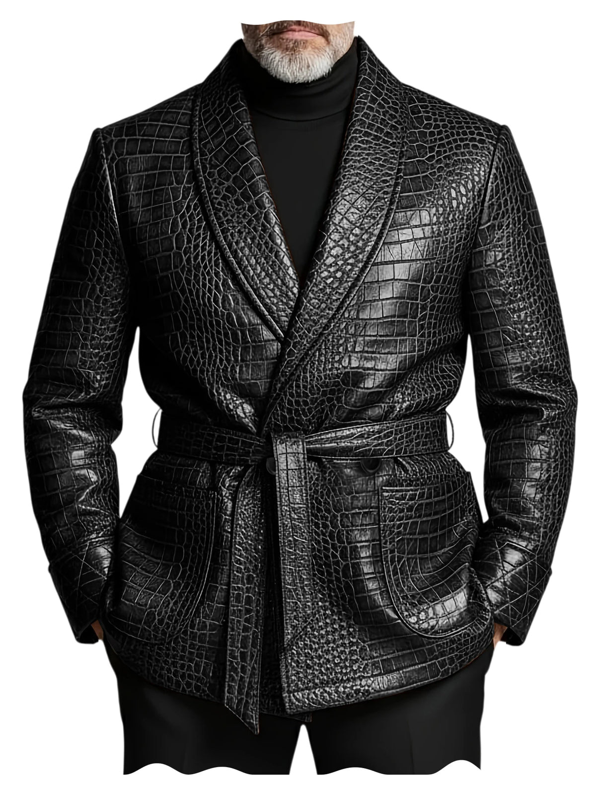 Blazer homme ceinturé à motif crocodile – CLEVI Paris