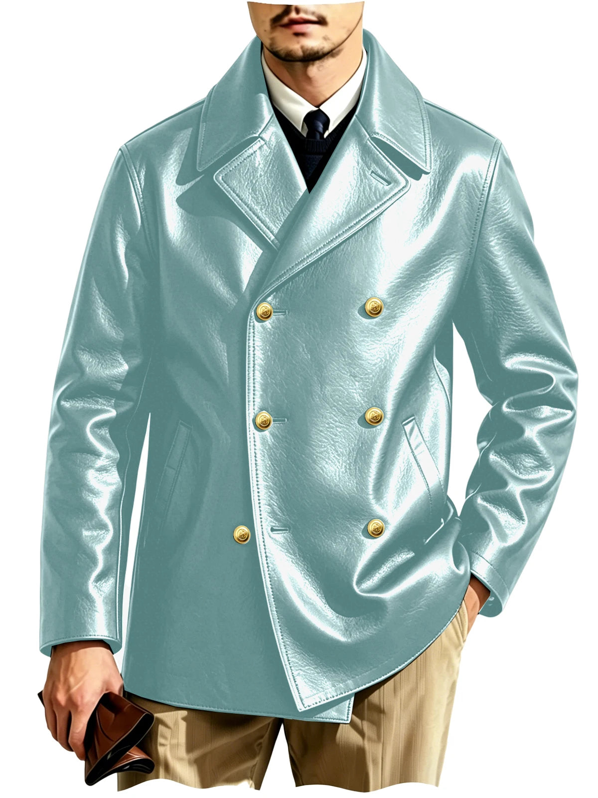 Blazer croisé effet cuir homme – CLEVI Paris