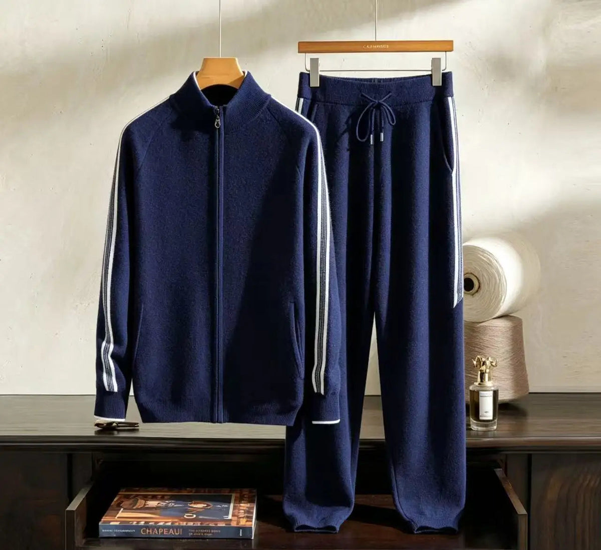 Ensemble homme cachemire à bandes – CLEVI Paris