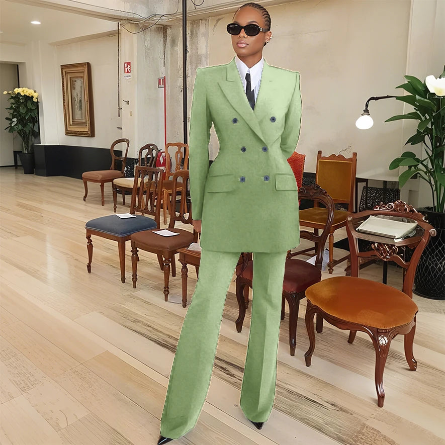 Tailleur femme blazer et pantalon évasé – CLEVI Paris