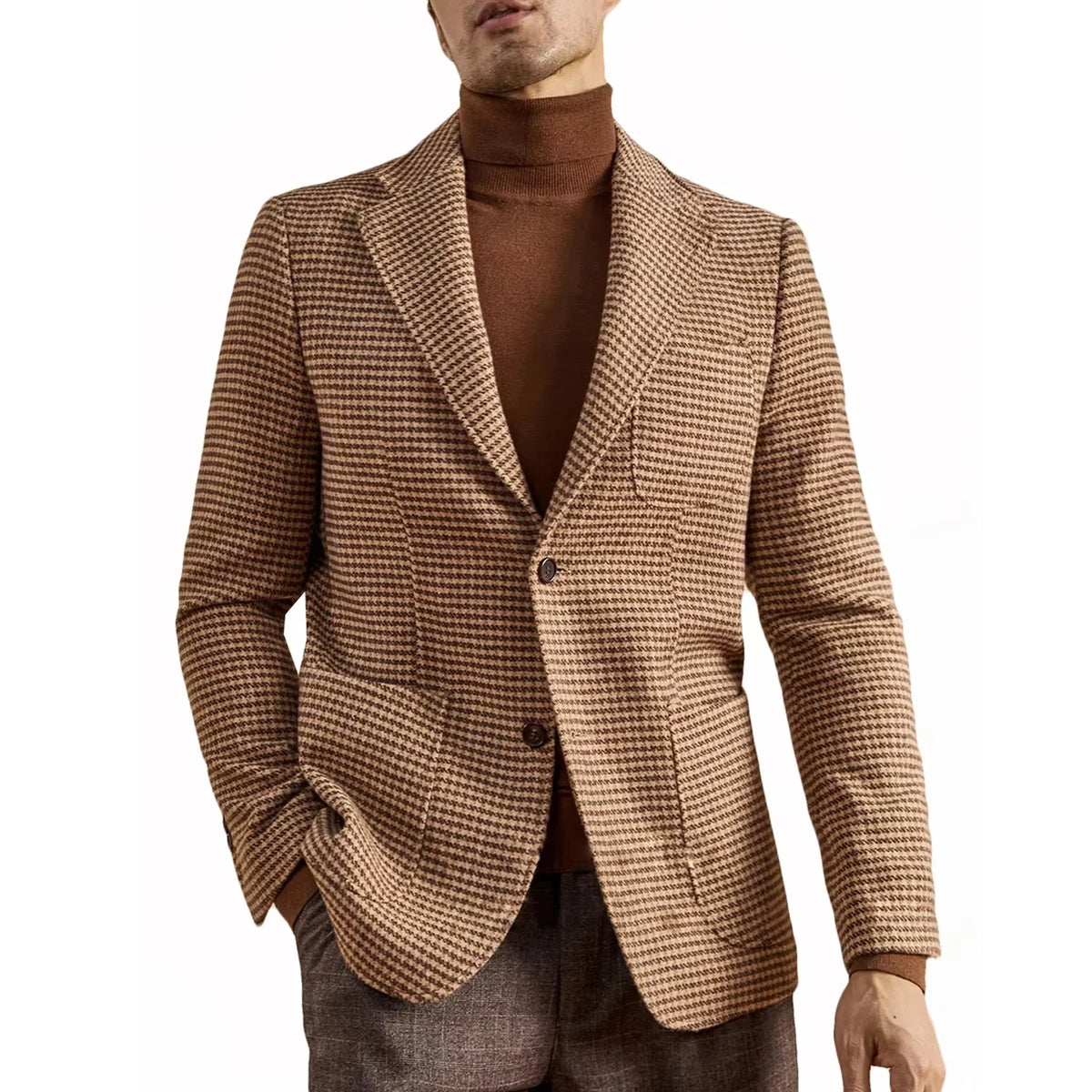 Blazer homme pied-de-poule en laine mélangée – CLEVI Paris