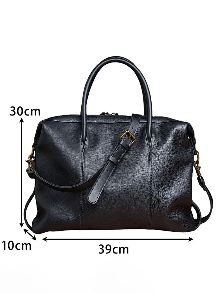 Serviette Homme Cuir Vache Rétro Business Laptop 14" 39x10x30cm – CLEVI Paris