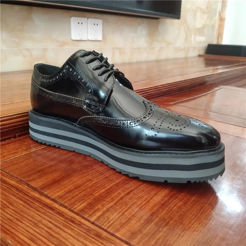 Brogues Homme Cuir Véritable Semelle Épaisse – CLEVI Paris