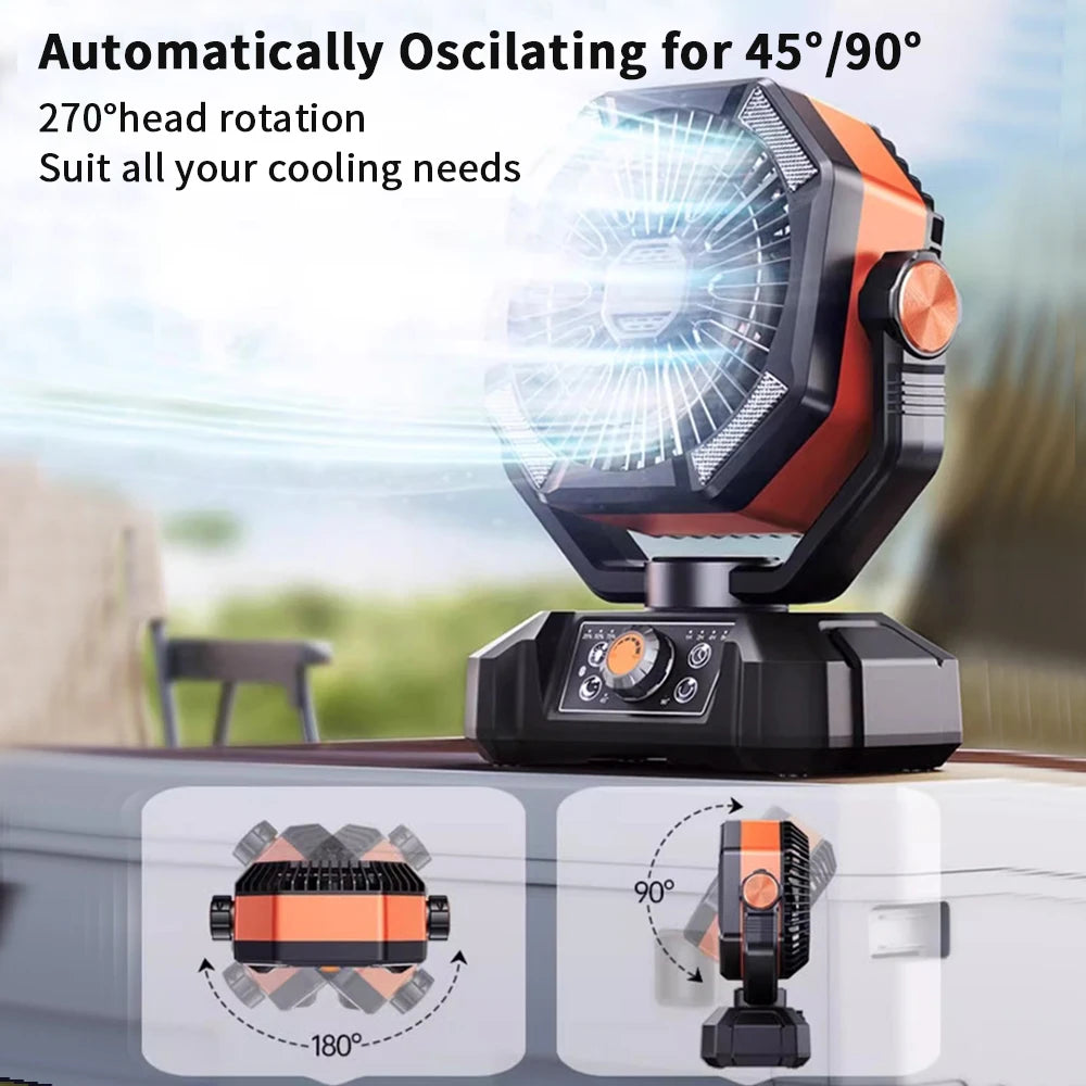 Ventilateur de camping rechargeable 8 vitesses LED – CLEVI Paris