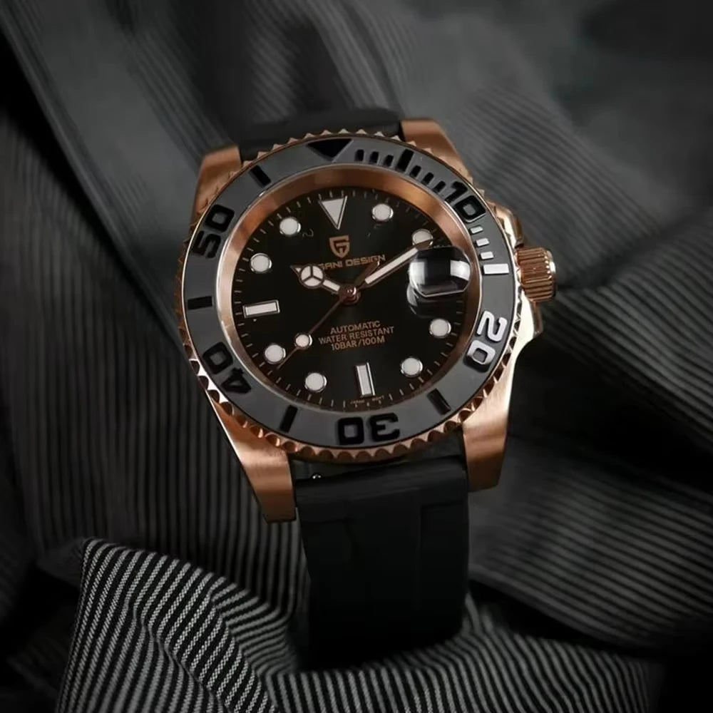 Montre Automatique Homme Pagani Design PD-1651 Or Rose Diver Saphir 100m – CLEVI Paris
