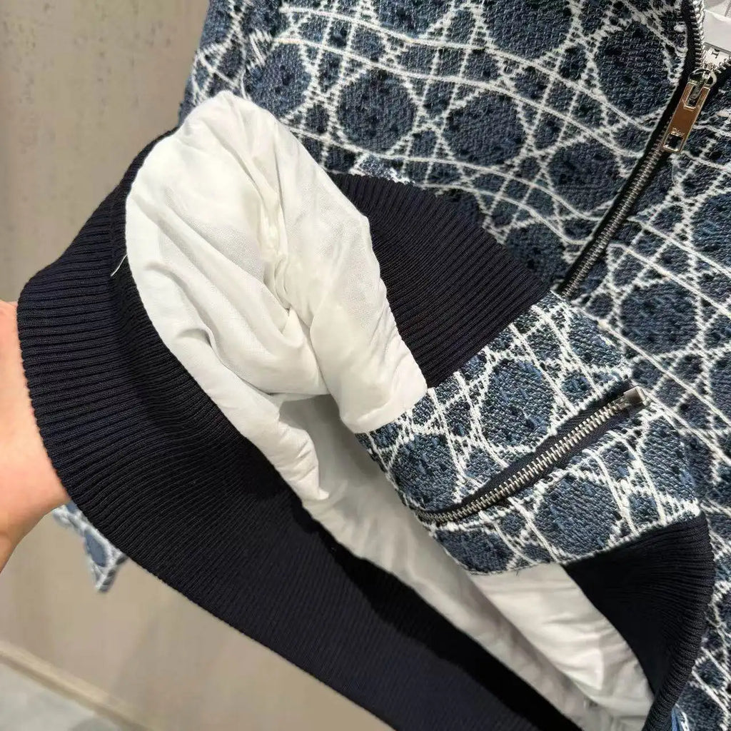 Veste courte femme jacquard géométrique – CLEVI Paris
