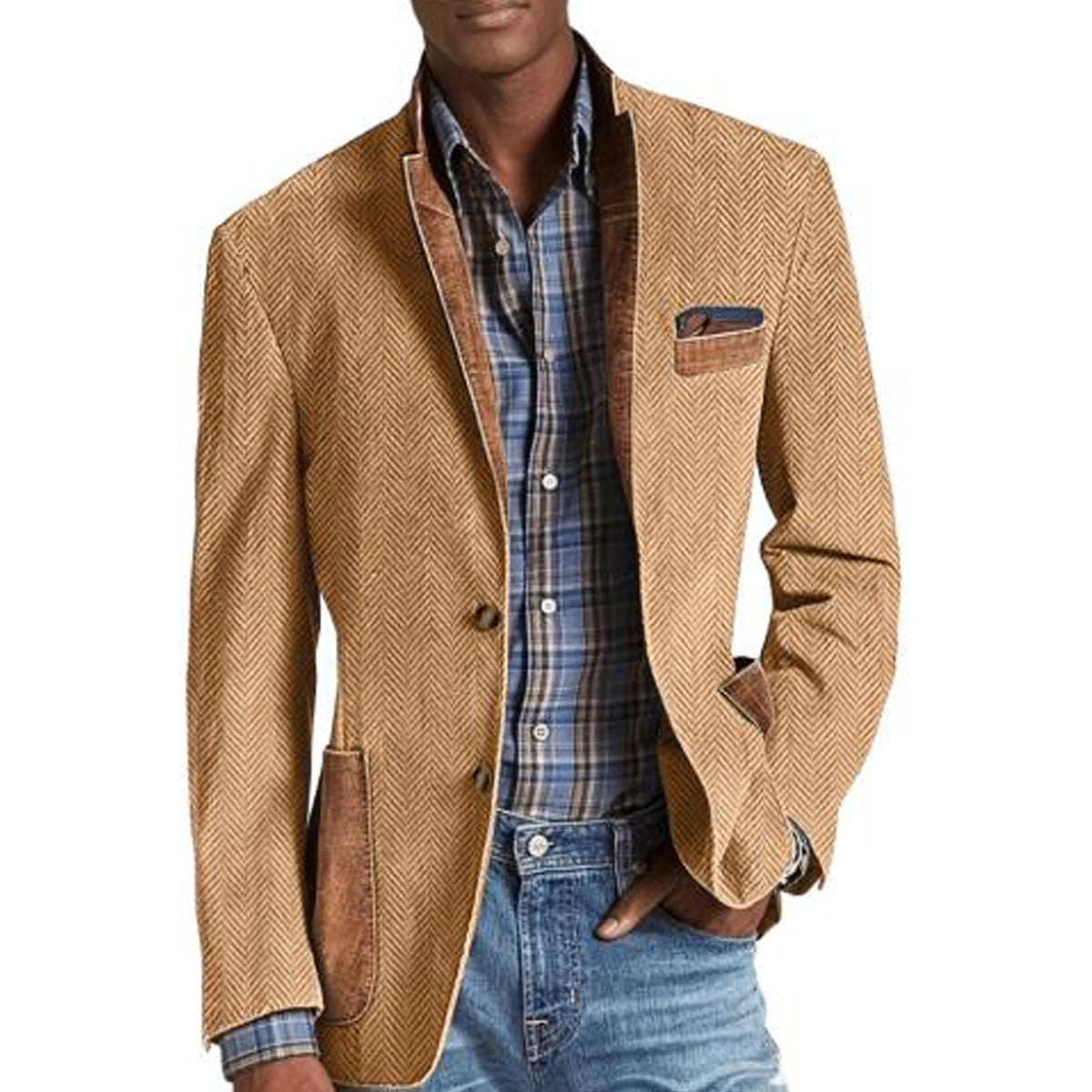 Blazer homme à chevrons avec détails façon daim – CLEVI Paris