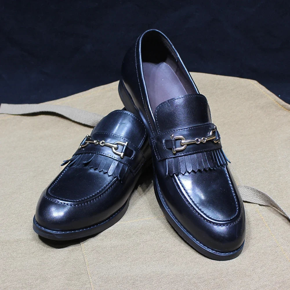 Mocassins homme à pompon en cuir véritable – CLEVI Paris