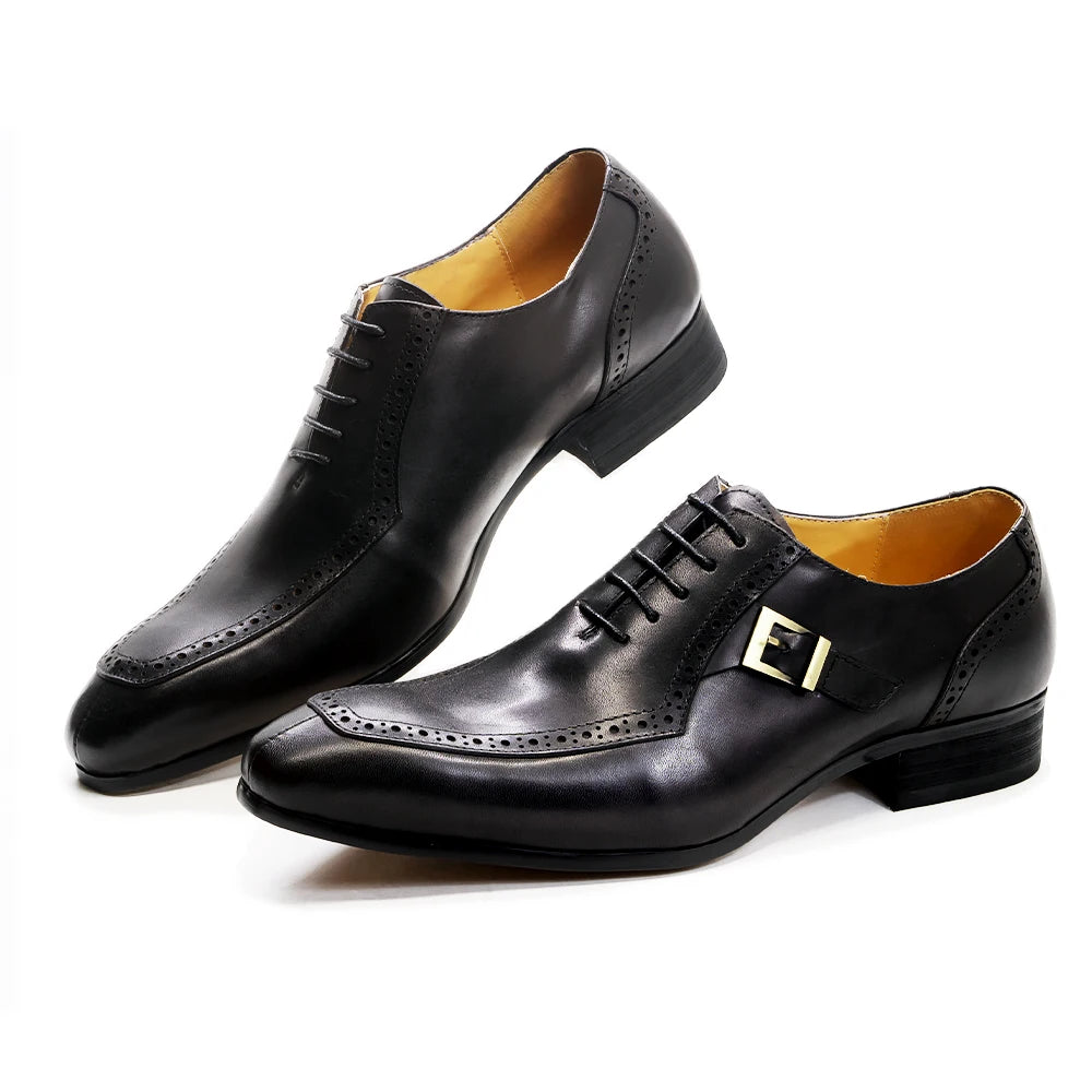 Oxford homme en cuir à lacets et détail boucle – CLEVI Paris