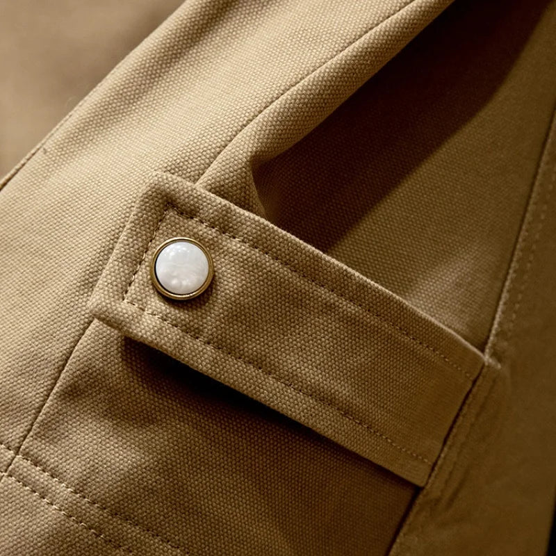 Veste homme camel à revers et rivets – CLEVI Paris