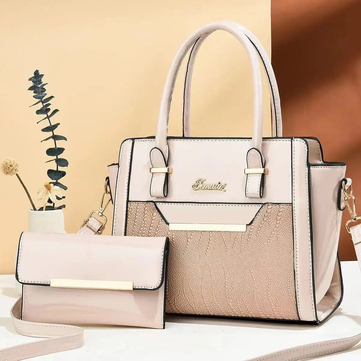 Coffret 2 Sacs Femme Cuir Verni Épaule + Croisé Fashion – CLEVI Paris