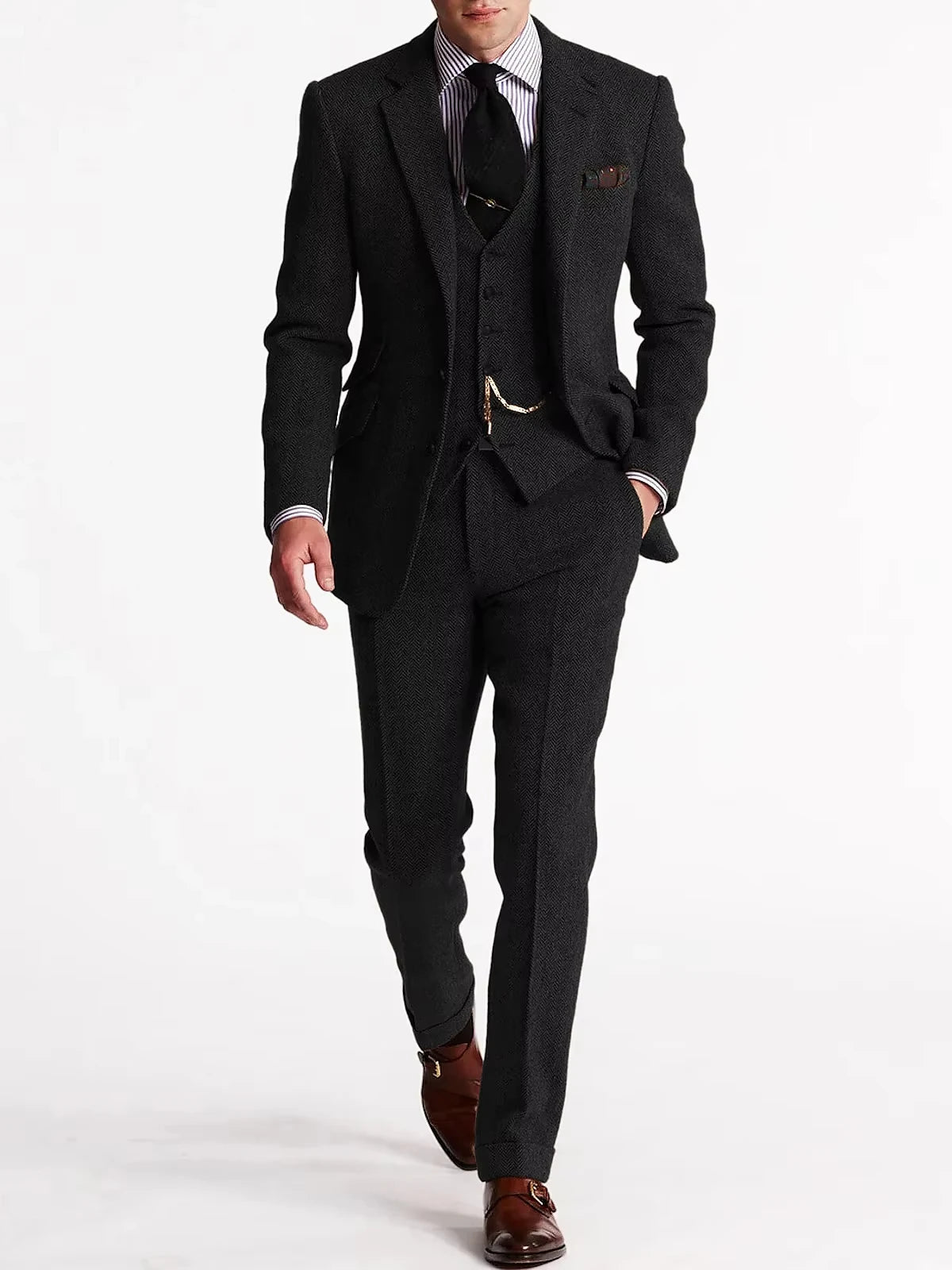 Costume homme en tweed 3 pièces – CLEVI Paris