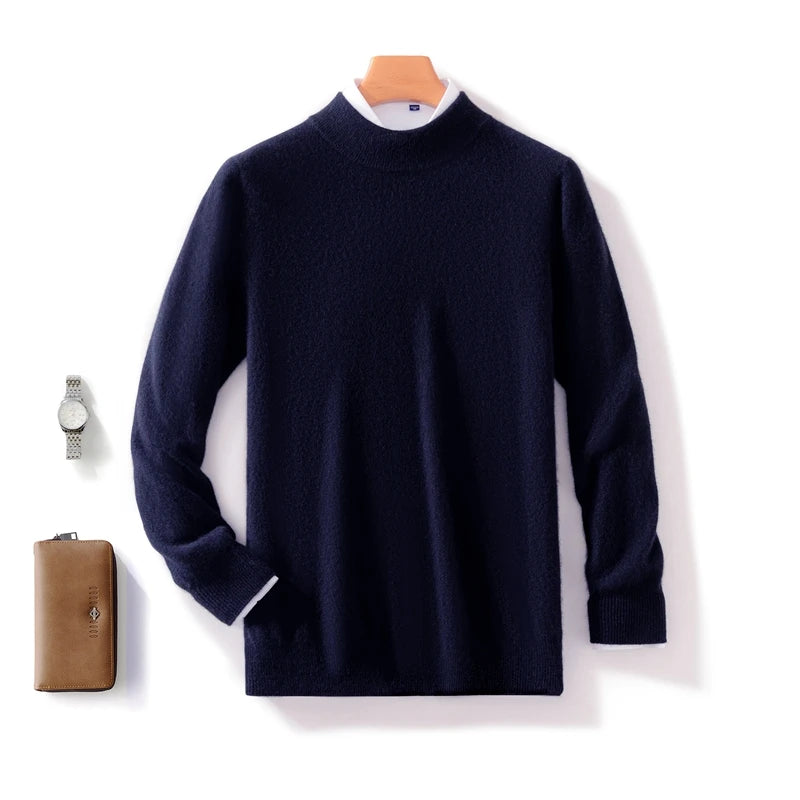 Pull homme en laine à col montant – CLEVI Paris