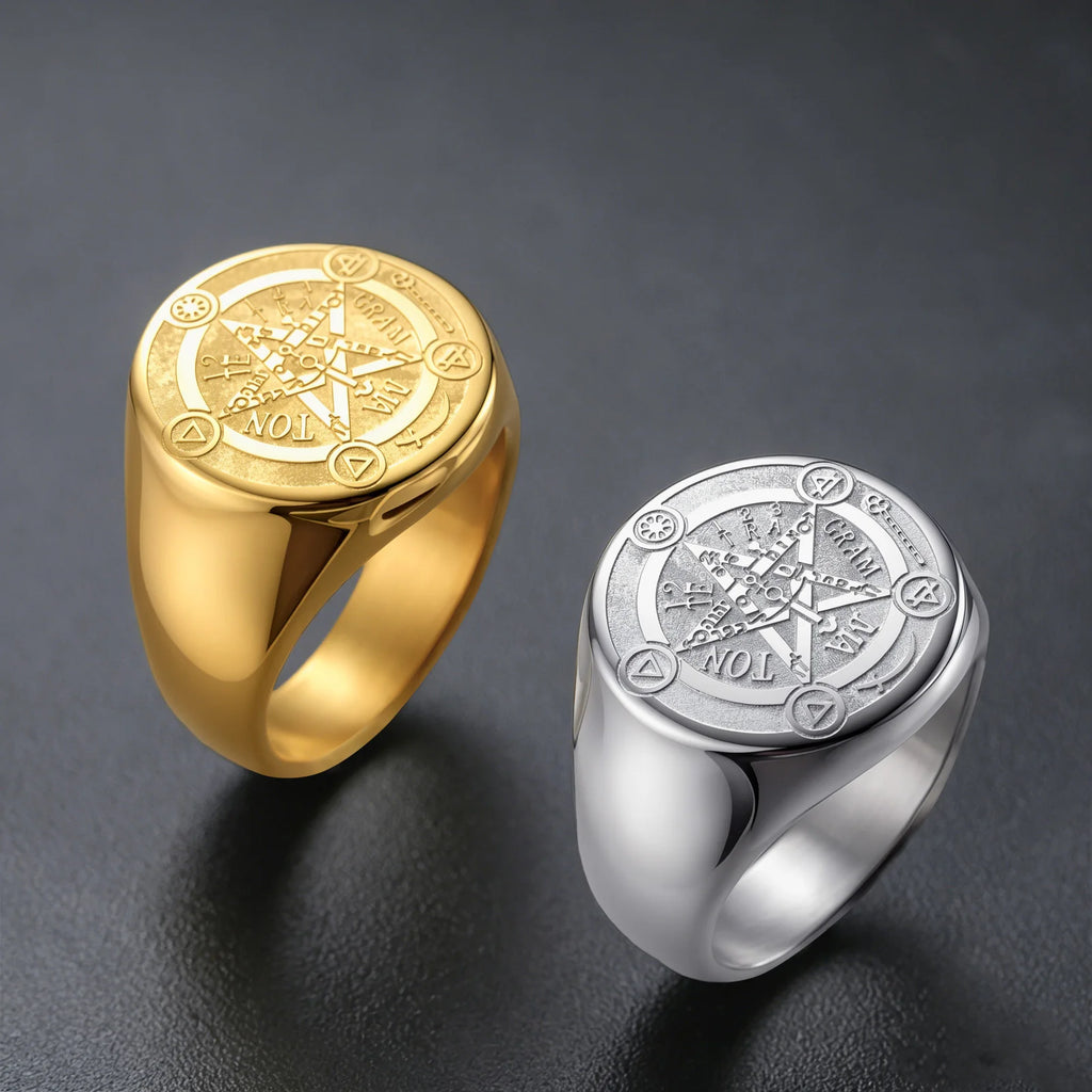 Bague Unisexe Tétragramme Acier Doré 18K – CLEVI Paris
