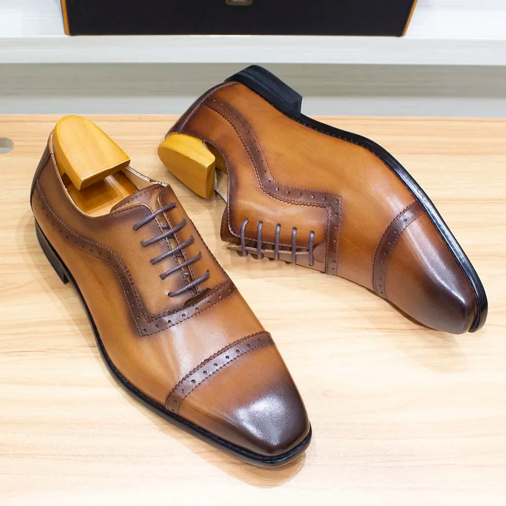Oxford brogue homme en cuir à lacets – CLEVI Paris