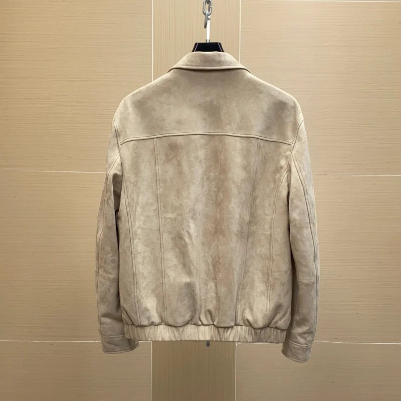 Blouson homme aspect daim à col rabattu – CLEVI Paris