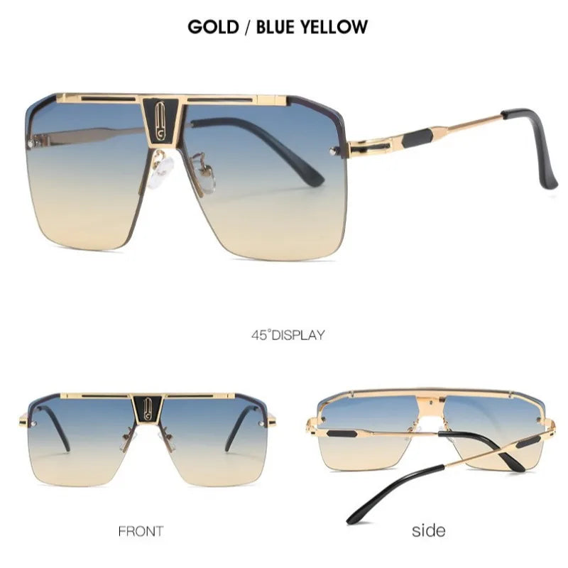 Lunettes de Soleil Carrées Sans Monture Dégradé UV400 Unisexe – CLEVI Paris