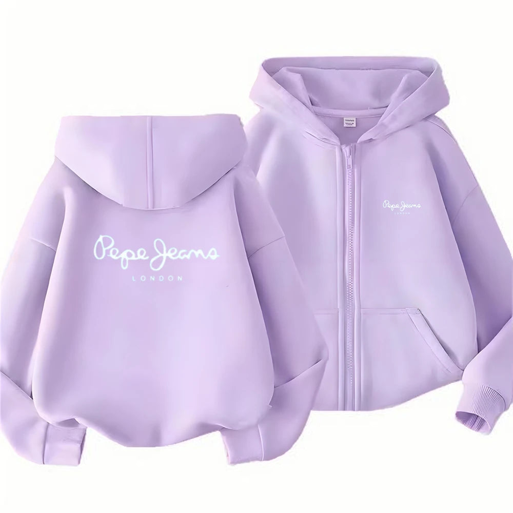 Sweat enfant zippé à capuche et lettres – CLEVI Paris