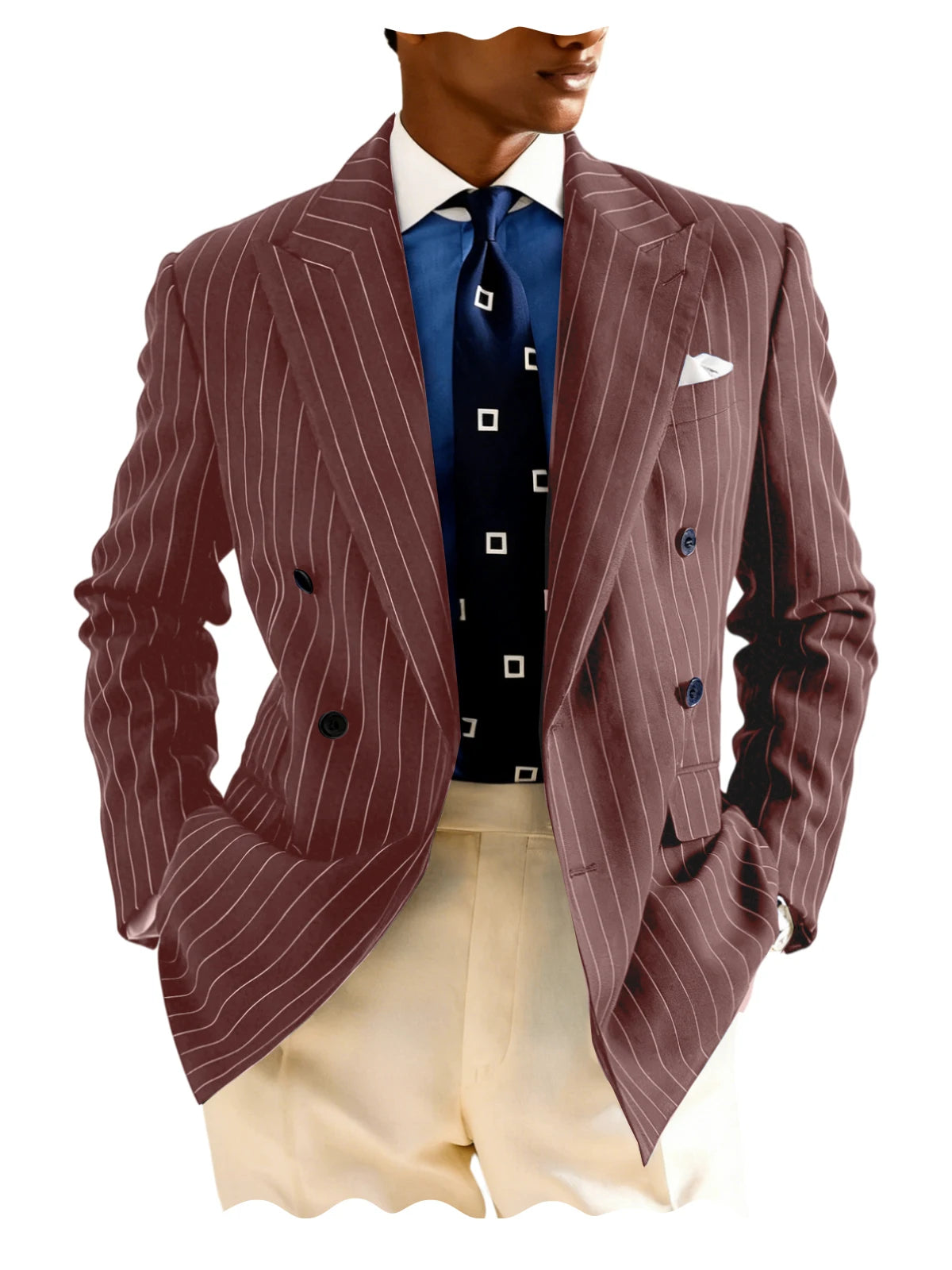 Blazer homme rayé à double boutonnage – CLEVI Paris