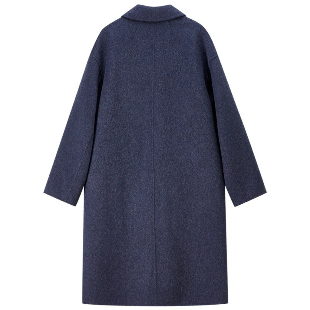 Manteau long femme en laine mélangée à col polo – CLEVI Paris